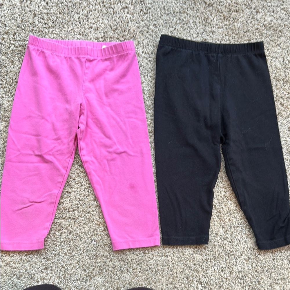 2 -Children's Place girls size small (5/6) Pink & Black cropped/capri Leggings